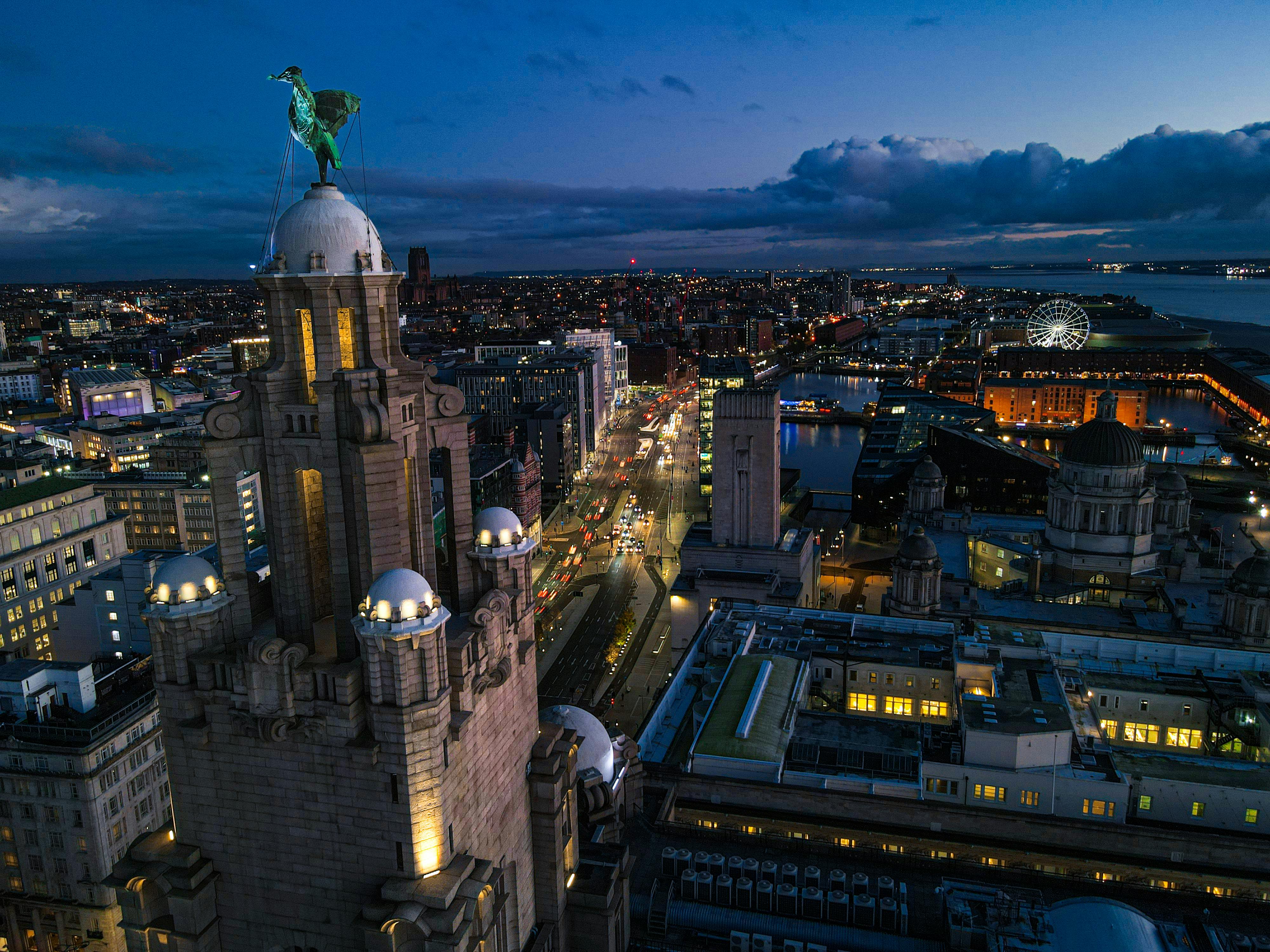 The Liver Bird on the Royal Liver Building at blue hour